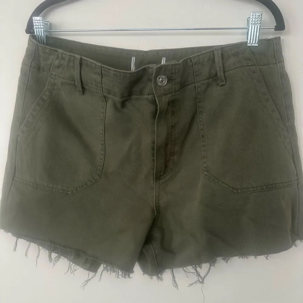 Paige Army Green Mayslie Cut Off Shorts 31